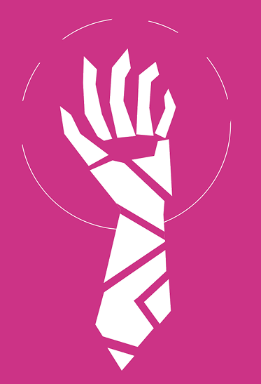 fragmented while hand on pink background